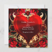 赤と金のゴシックラブロマンスハートウェディング 招待状 (裏面)