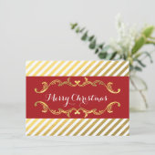 赤と金のストライプのクリスマスカード シーズンカード (スタンド正面)