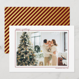 赤と金のストライプの季節の挨拶写真 シーズンカード