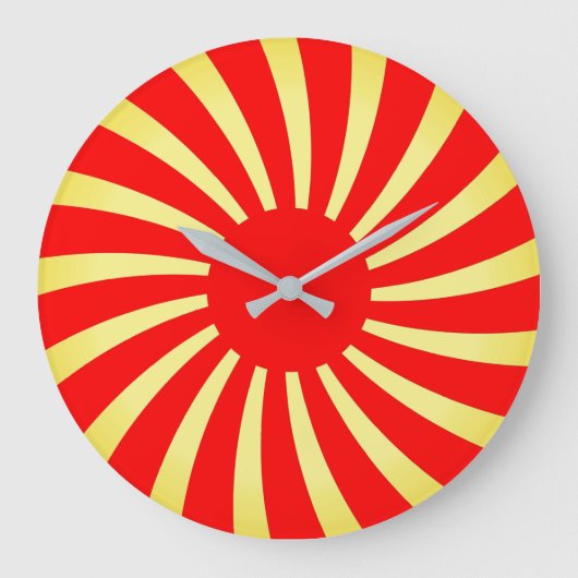 赤と金のスパイラルストライプ ラージ壁時計 (正面)