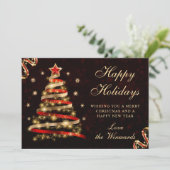赤と金のスパンコールリボンのクリスマスツリー シーズンカード (スタンド正面)