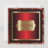 赤と金のドットパーティーお祝い | 招待状 (正面)