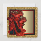 赤と金のハイヒール誕生日パーティー 招待状 (裏面)