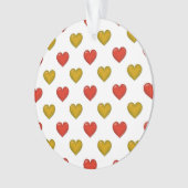 赤と金のハート柄 オーナメント (正面)