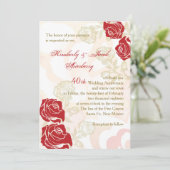 赤と金のバラ 40周年 結婚記念日 招待状 (スタンド正面)