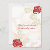 赤と金のバラ 40周年 結婚記念日 招待状 (裏面)