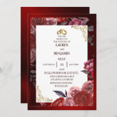 赤と金のフォーマルな結婚式の招待状 招待状 (正面/裏面)