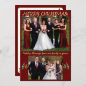 赤と金のフォーマルスタイルの写真クリスマスカード シーズンカード (正面/裏面)