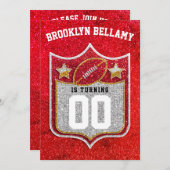 赤と金のフットボールチームカラーのクォーターバック 招待状 (正面/裏面)