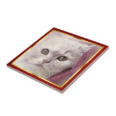 赤と金のフレームの抽象的な猫のプリント タイル (側面)