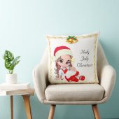 赤と金のベルを身に着けたクリスマスの妖精 クッション (椅子)