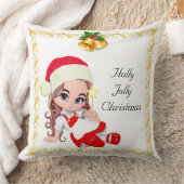 赤と金のベルを身に着けたクリスマスの妖精 クッション (ブランケット)