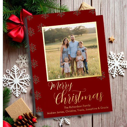 赤と金のホイルのホリデーカード 箔シーズンカード