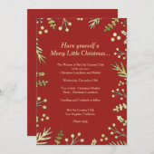 赤と金のホーリー・クリスマスパーティー招待状 招待状 (正面/裏面)