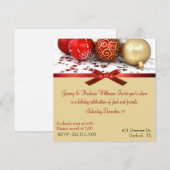 赤と金のボール クリスマスパーティーの招待状 招待状 (正面/裏面)