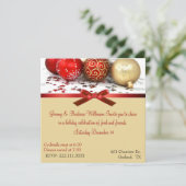 赤と金のボール クリスマスパーティーの招待状 招待状 (スタンド正面)