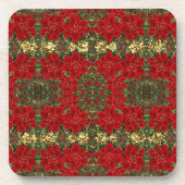 赤と金のポインセチア柄コースター コースター (正面)