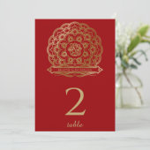 赤と金のマンダラ インドのテーブルナンバー 招待状 (スタンド正面)