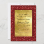 赤と金のメタリックなインドスタイルの結婚式招待状 招待状 (正面)