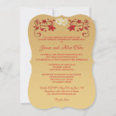 赤と金のラブハート 50周年 結婚記念日 招待状 (裏面)