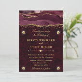 赤と金のラメ瑪瑙の結婚式 招待状 (スタンド正面)