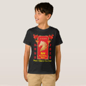 赤と金の中国の干支午年お祝いデザイン Tシャツ (正面フル)