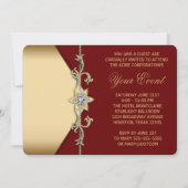 赤と金の企業のパーティー 招待状 (裏面)