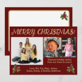 赤と金の伝統的なスタイルの写真クリスマスカード シーズンカード (正面/裏面)