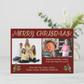 赤と金の伝統的なスタイルの写真クリスマスカード シーズンカード (スタンド正面)
