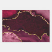 赤と金の偽のグリッターアゲート ラッピングペーパーシート (正面2)