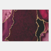 赤と金の偽のグリッターアゲート ラッピングペーパーシート (正面)