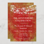 赤と金の光のアニバーサリー・パーティー招待状 招待状 (正面/裏面)