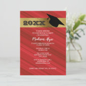 赤と金の卒業帽のパーティー 招待状 (スタンド正面)