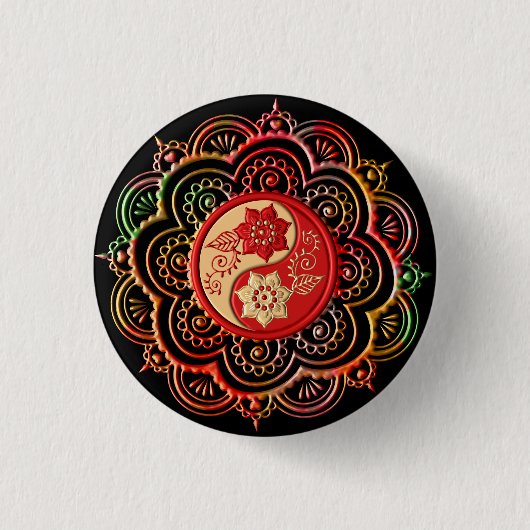 赤と金の曼荼羅 缶バッジ (正面)