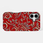 赤と金の模様 iPhone 16ケース (裏面横)