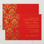 赤と金の渦巻き結婚式招待状 招待状 (正面/裏面)
