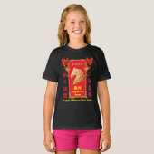 赤と金の祝祭的な中国の午年 Tシャツ (正面フル)