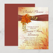 赤と金の秋の落ち葉 ブライダルシャワーの招待状 招待状 (正面/裏面)
