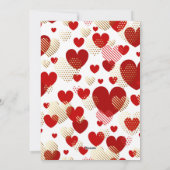 赤と金の箔のハートパターンバレンタインデー シーズンカード (裏面)