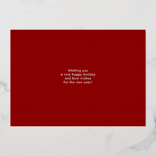 赤と金の箔メリーモダンクリスマスの写真 箔シーズンカード (裏面)