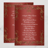 赤と金の結婚式の招待状 招待状 (正面/裏面)
