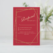 赤と金の結婚式RSVP 出欠カード (スタンド正面)