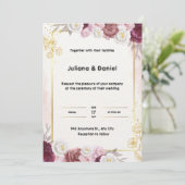 赤と金の花のウェディング招待状 招待状 (スタンド正面)