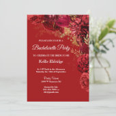 赤と金の花のバチェロレッテパーティー招待状 招待状 (スタンド正面)
