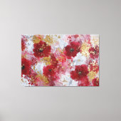 赤と金の花の抽象的な壁のアート キャンバスプリント (正面)