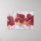 赤と金の花の抽象的な壁画 キャンバスプリント (正面)