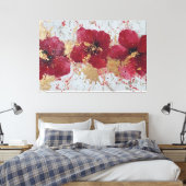 赤と金の花の抽象的な壁画 キャンバスプリント (インサイチュ (寝室))