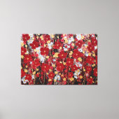 赤と金の花の抽象的な壁画 キャンバスプリント (正面)
