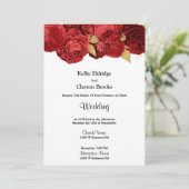 赤と金の花の結婚式招待状 招待状 (スタンド正面)