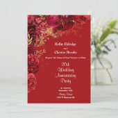 赤と金の花柄のウェディングアニバーサリーパーティー 招待状 (スタンド正面)